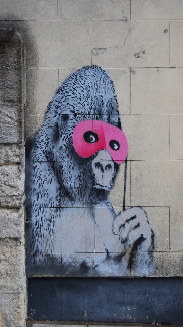 Banksy's Gorilla in a Pink Mask 