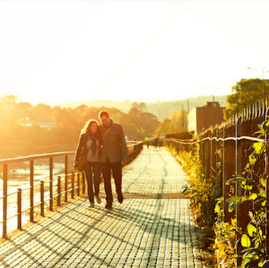 Couple on a romantic stroll