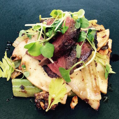 Pigeon Breast with a warm Waldorf Salad from The Bristol hotel