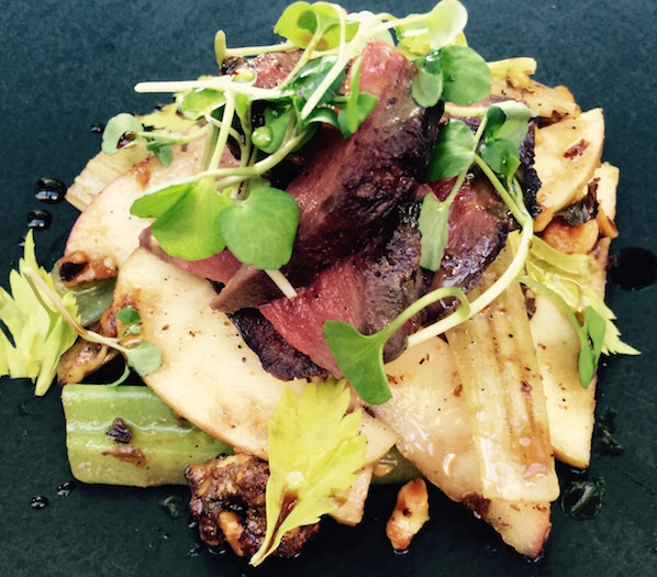 Pigeon Breast with a warm Waldorf Salad from The Bristol hotel