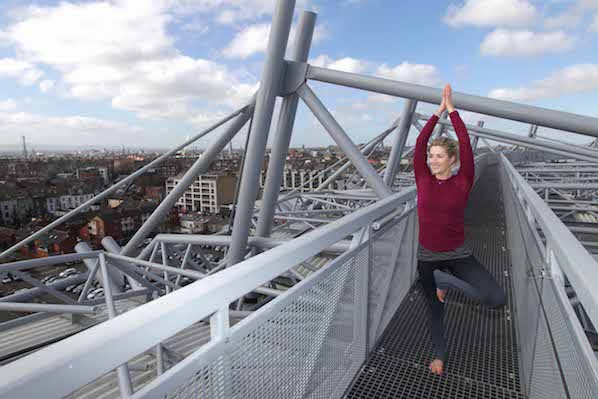 Enjoy a rooftop yoga class in Dublin on the top of the Etihad Skyline at Croke Park Stadium.
