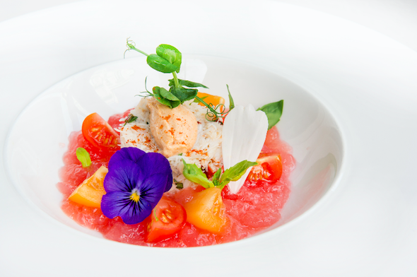 celebrate fathers day at the town house at the kensington hotel special starter devonshire crab with gazpacho vodka jelly