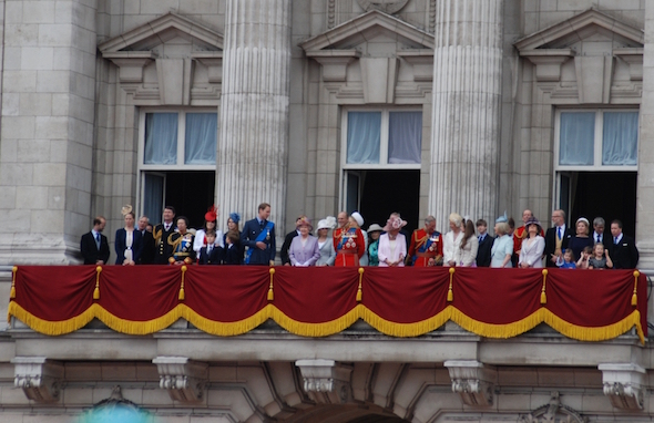 the royal family on the balcony celebrating the queens 90th birthday with the kensington and the doyle collection 