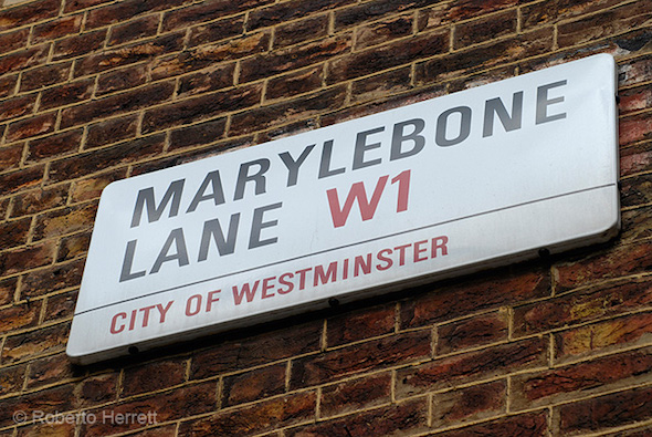 Marylebone street sign in London City