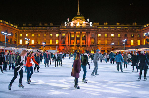 Ice skating in London at Christmas