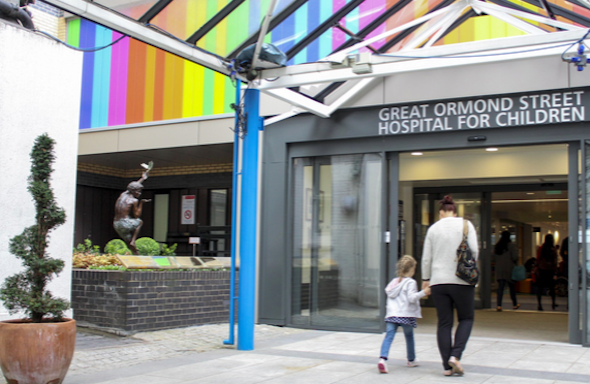 the great ormond street hospital charity fundraising with the doyle collection and the bloomsbury front exterior entrance 