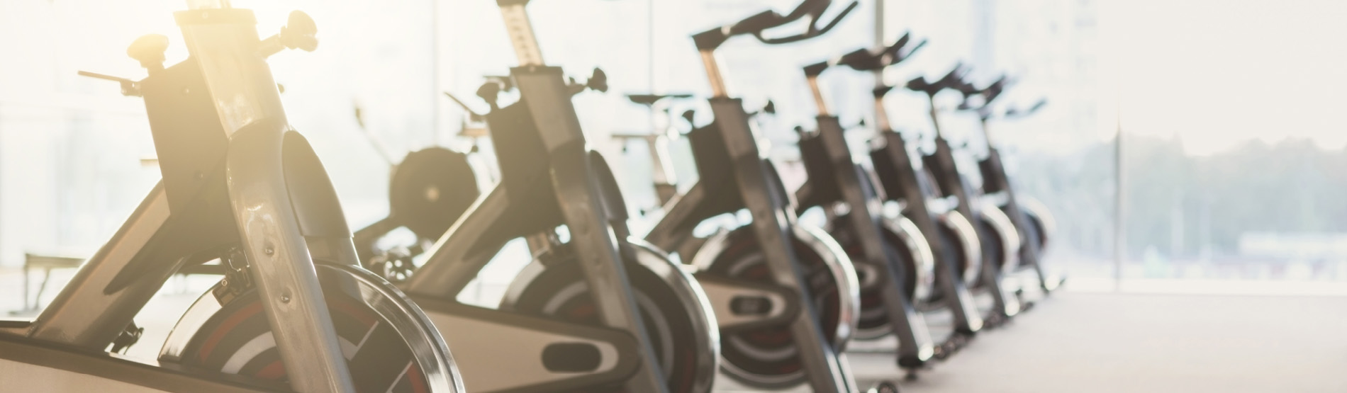 row of spinning bikes in the Gym
