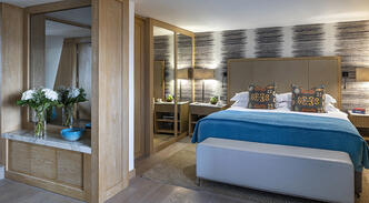 Bedroom in the terrace suite in the Marylebone